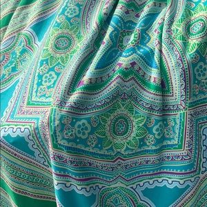 Long, light green and blue dress